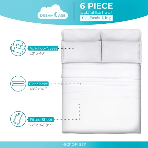 Miniatura 56 de DREAMCARE Juego de sábanas Queen – 6 piezas Sábanas de enfriamiento – hasta 15” Sábanas profundas tamaño Queen – Colección 2500 Supreme – Extra 03