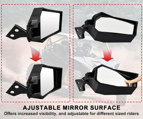Miniatura 3 de SAUTVS Espejos laterales retrovisores ajustables para Yamaha YXZ 1000, espejos laterales traseros transparentes plegables para Yamaha YXZ 1000R