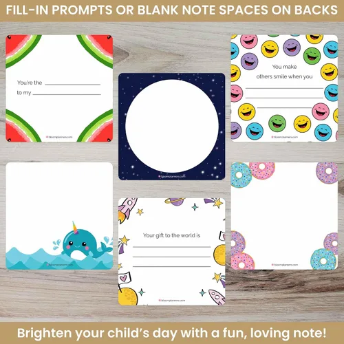 Miniatura 3 de bloom daily planners Notas para la lonchera para niños, lindos accesorios para el almuerzo de regreso a clases, juego de 30 tarjetas inspiradoras