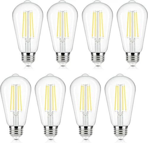 Brightever Bombillas LED E26 Edison equivalentes a 60 W, ST58 de 6 W, súper brillantes, 4000 K, luz diurna neutra, bombillas vintage, bombillas de