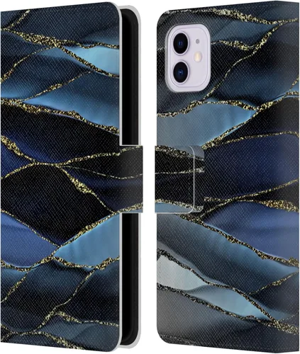Head Case Designs Officially Licensed UtArt Deep Sparkle Waves Dark Night Marble Leather Wallet Case Compatible with Apple iPhone 11