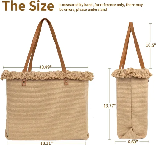 Miniatura 3 de BYF Bolsa de playa grande a prueba de arena para mujer, bolsa de lona gruesa, bonita bolsa de mano para viajes, vacaciones, gimnasio, compras