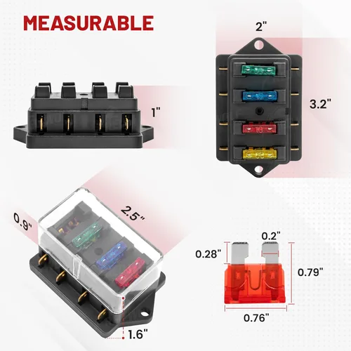 Miniatura 5 de RED WOLF Soporte de caja de bloque de fusibles de hoja de 4 vías con circuito estándar de 10 V-32 V CC para automóvil, camión, barco, marina, RV
