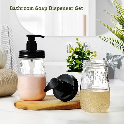 Miniatura 4 de Amolliar Dispensador de jabón de plástico con tapa de bomba, juego de dispensador de jabón de mano recargable de 16 onzas, dispensador de jabón