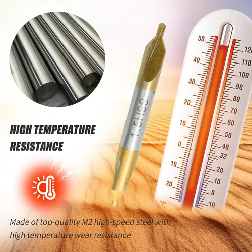 Miniatura 6 de MDEOOSKY Paquete de 10 brocas centrales de 0.069 pulgadas – M2 HSS revestimiento de titanio, avellanado combinado de 60° para torno de precisión