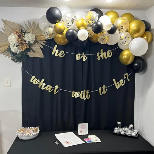 Miniatura 8 de Globos negros dorados, paquete de 60 globos de látex de 12 pulgadas negros metálicos cromados dorados con globo de confeti dorado para hombres
