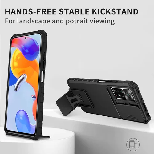 Miniatura 5 de Asuwish Funda de teléfono para Xiaomi Redmi Note 11 Pro 4G/5G con protector de pantalla de vidrio templado y cubierta de cámara deslizante Soporte