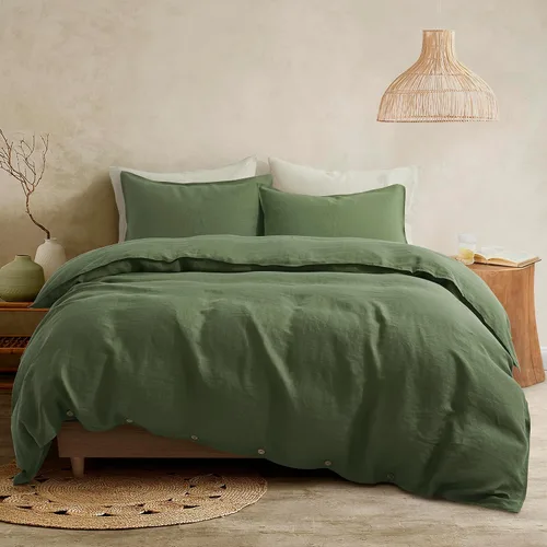 Miniatura 11 de ATLINIA Juego de funda de edredón de 100% lino de lino lavado a piedra - Lino francés puro orgánico para ropa de cama de granja estilo boho, incluye