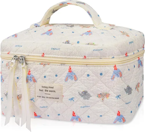 Miniatura 30 de Gosect Bolsa de maquillaje grande, bonita bolsa de cosméticos para mujeres y niñas, bolsa de aseo estética de coqueta floral, bolsa organizadora