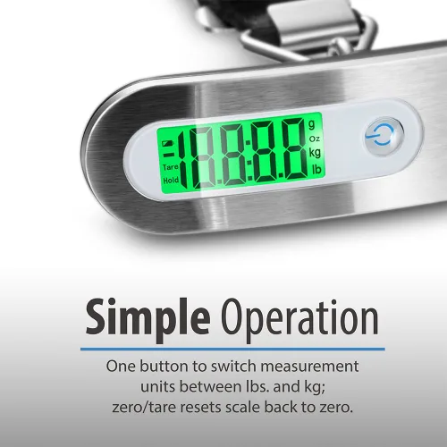 Miniatura 5 de Fosmon Báscula digital de equipaje (paquete de 2) con pantalla LCD digital, báscula de equipaje con capacidad de 110 libras, báscula portátil