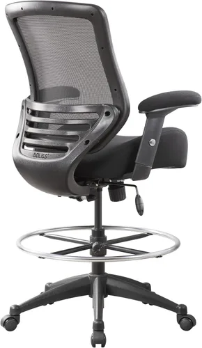 Miniatura 8 de BOLISS Silla de redacción ergonómica de malla de 400 libras, anillo de pie ajustable grande, reposabrazos ajustable en altura (Wht)