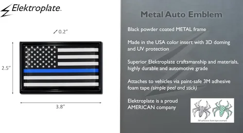Miniatura 7 de Elektroplate Emblema negro de metal de línea azul delgada de policía para automóviles, camiones y todos los automóviles, ajuste universal de 3.8 x