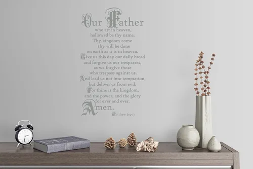 Miniatura 3 de 38"x24" Lord's Prayer Our Father Who Art in Heaven Give Us This Day Our Daily Bread Amen Mateo 6:9-13 - Adhesivo decorativo para pared
