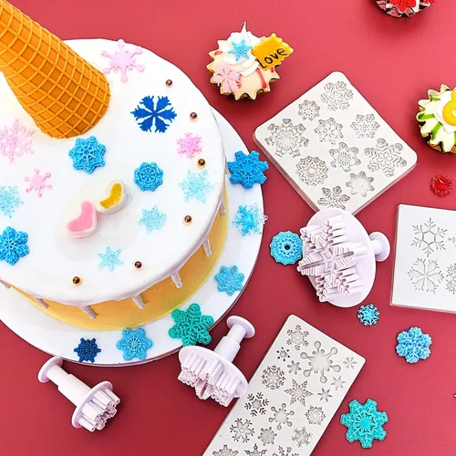 Miniatura 6 de Patelai 6 piezas Molde de silicona de copo de nieve 3D Molde de silicona de copo de nieve de fondant navideño para pastel, cupcake, chocolate