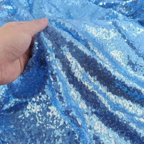 Miniatura 2 de AMZLOKAE The Yard - Cortina de ducha de tela de lentejuelas azul bebé, tela con purpurina, forro de tela por yarda para ropa, material de costura