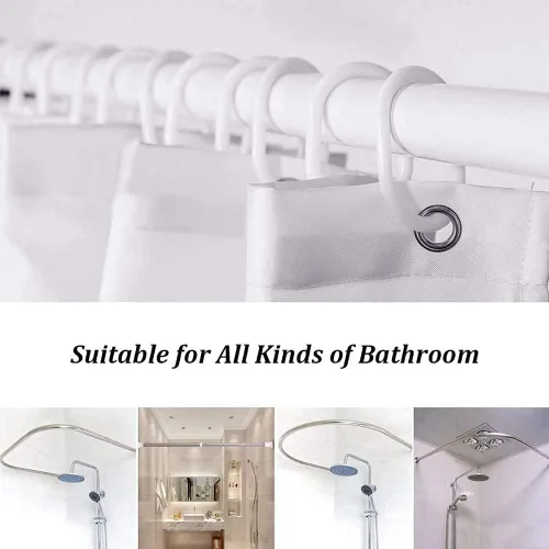 Miniatura 7 de NEWSUYAA Juego de cortinas de ducha con alfombras antideslizantes y tapetes de baño, cortinas de bañera con 12 ganchos, decoración de baño