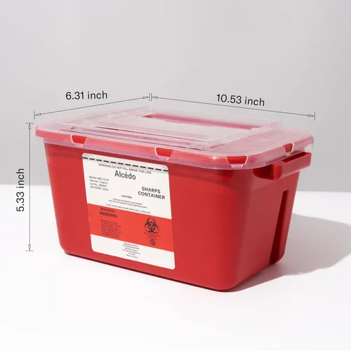 Miniatura 8 de Alcedo Contenedor de objetos punzantes para uso doméstico 1 galón (1 paquete), eliminación de agujas y jeringas biopeligrosas