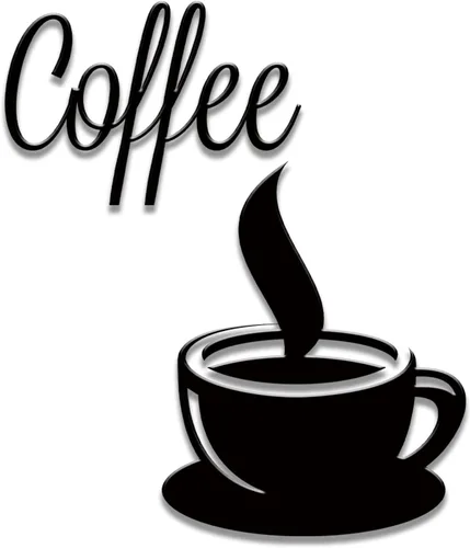 WOPARTY Taza de café de metal negro para decoración de pared con diseño de vapor para cocina, decoración de arte de pared, accesorios de barra de