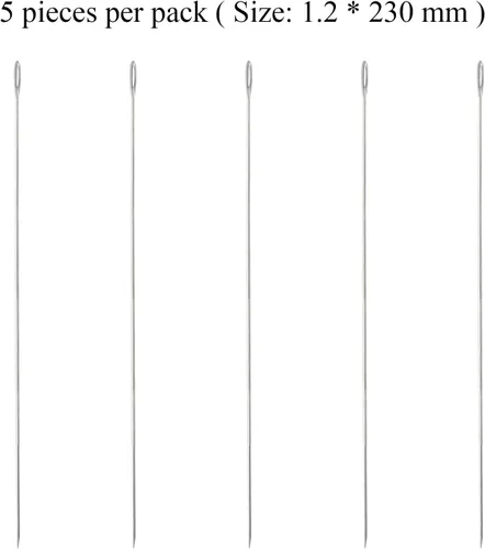 Miniatura 26 de 10 agujas Lei para fabricación de Leis, aguja de costura de ojos grandes de 4.7 pulgadas para manualidades, aguja larga de Lei para hacer flores