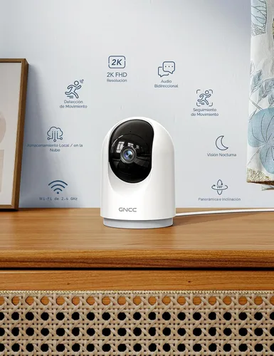 Miniatura 2 de GNCC Cámaras de seguridad 2K, 4 piezas, cámara de seguridad para el hogar interior con detección de movimiento de 360° para mascotas/bebé/perro