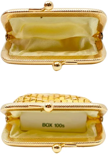 Miniatura 4 de Juego de 2 monederos largos de malla metálica suave vintage con bolsillo para encendedor (0.157 in, dorado)