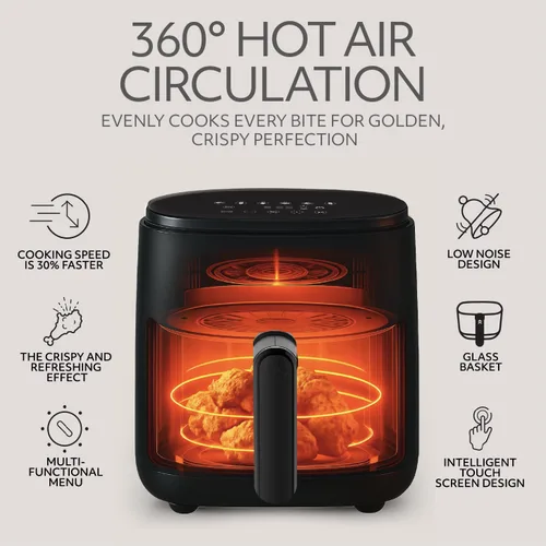 Miniatura 4 de WILLOW Eco Series - Freidora de aire 6 en 1 con cesta de vidrio, freidora de aire de vidrio no tóxica de 5 cuartos de galón con pantalla digital