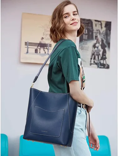 Miniatura 2 de BROMEN - Bolso de cuero para mujer, bolso estilo Hobo para llevar al hombro o cruzado