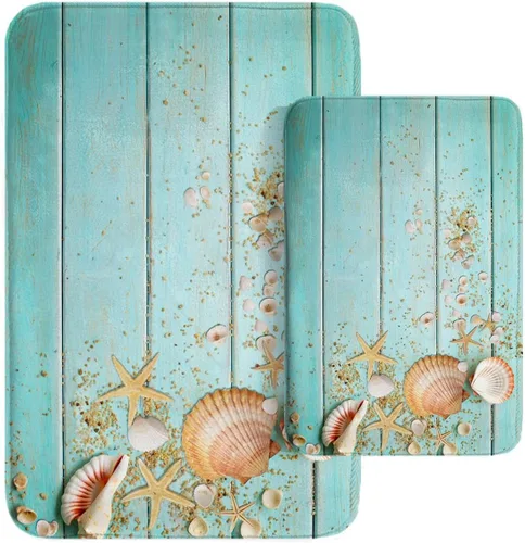 Miniatura 18 de Britimes - Juego de tapetes modernos abstractos para baño, 2 tapetes de arte lavables en marrón y gris, tapetes para piso, alfombras para baño