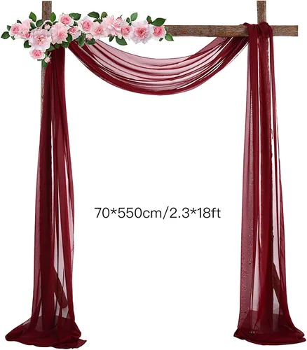 Miniatura 6 de Firlar Cortinas de arco de boda, cortina de telón de fondo transparente rosa de 18 pies, cortina de tela de gasa transparente, paneles drapeados