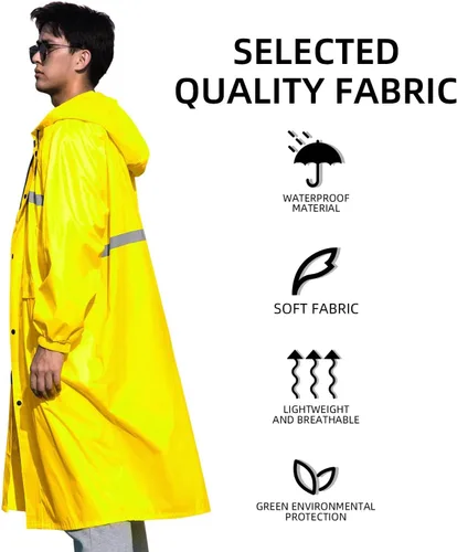 Miniatura 5 de Coralrain Impermeable largo con capucha de seguridad, impermeable, chaqueta de lluvia de emergencia, poncho para hombres, mujeres y adultos