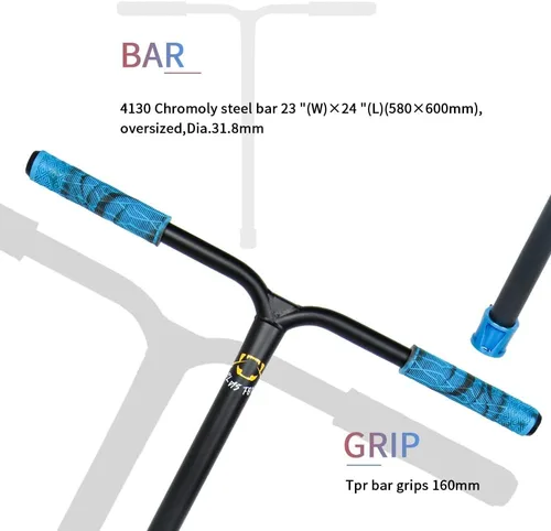Miniatura 6 de Freestyle Pro Stunt Scooter 4.331 in Pro Scooter Ruedas HIC Sistema de compresión Kick Scooter Azul cromado