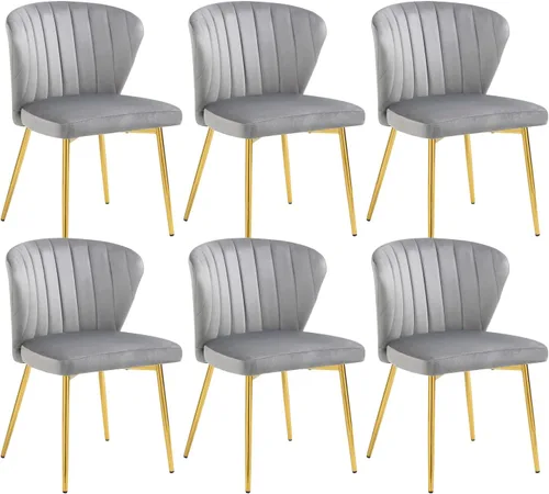 Miniatura 10 de Nrizc Juego de 2 sillas de comedor tapizadas, sillas de comedor de terciopelo con patas de metal dorado, sillas de comedor modernas de mediados