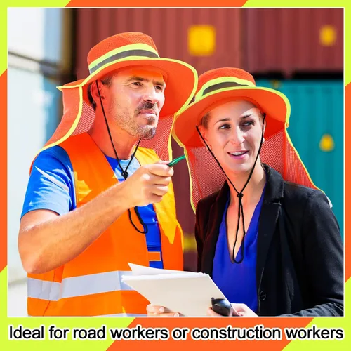 Miniatura 4 de 6 piezas de sombrero de seguridad reflectante de alta visibilidad con solapa para el cuello Boonie sombrero de ala ancha sombreros de trabajo gorra