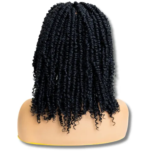 PIB Peluca de encaje completo individual de 12 pulgadas, diseño de Passion Twist con raya cuadrada, pelucas trenzadas sin nudos para mujeres negras,