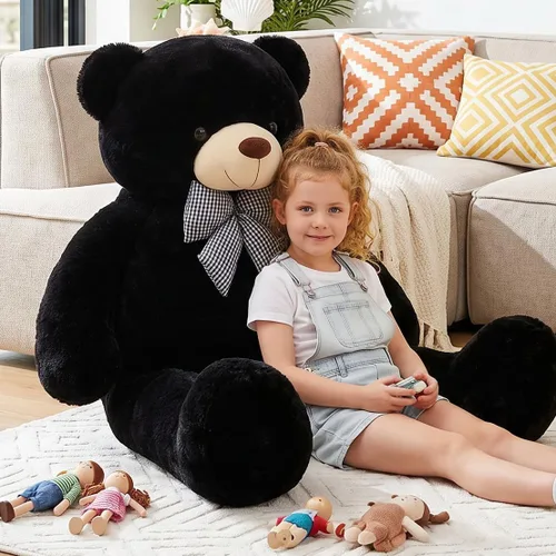 Miniatura 3 de IKASA Oso de Peluche Gigante Animal de Peluche Juguete de Felpa, 47 pulgadas Grande Lindo Jumbo Juguetes Suaves, Enorme Gran Esponjoso Gordo Negro