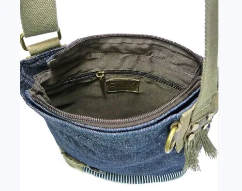 Miniatura 2 de Chala Parche cruzado para mujer, bolso de mensajero de lona de mezclilla azul