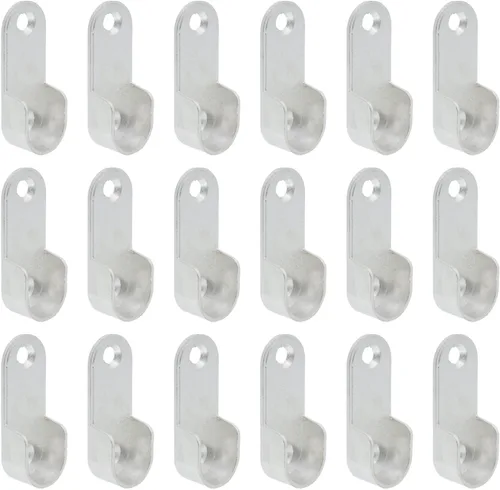 Miniatura 8 de Mcredy Soporte de barra de armario de aleación de zinc ovalado para colgar riel soporte de extremo para armario de armario, plateado, paquete de 4