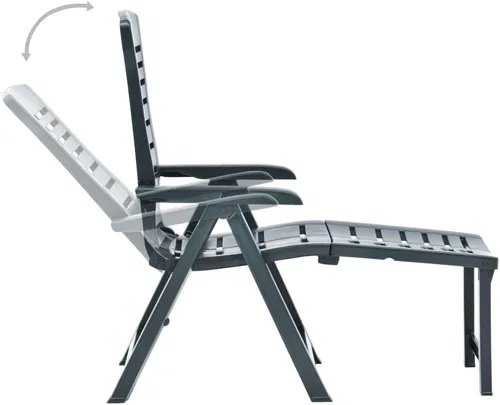 Miniatura 5 de Tumbona plegable de plástico verde, silla de patio para bronceado solar, tumbona portátil para, silla perfecta para piscina/playa/tomar el sol