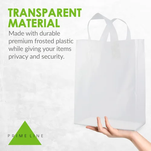 Miniatura 9 de Prime Line Packaging Bolsas de regalo de plástico, bolsas de regalo esmeriladas con asas para pequeñas empresas, compras, suministros de boutique