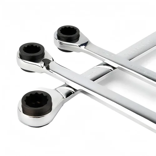 Miniatura 7 de Unifizz Llave de trinquete bidireccional de doble cabeza 4 en 1 de acero al cromo vanadio 12x13-0.551x0.591 in llave de trinquete de doble extremo