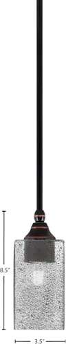 Miniatura 2 de Toltec Lighting Tallo Colgado Mini colgante, acabado de cobre negro, 3.5" cuadrado humo burbuja vidrio