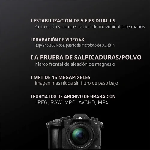 Miniatura 2 de Cámara Panasonic Lumix DMC-G85KBODY de lentes intercambiables, sin espejo, 4K, cuerpo solamente, 16 megapíxeles, negro