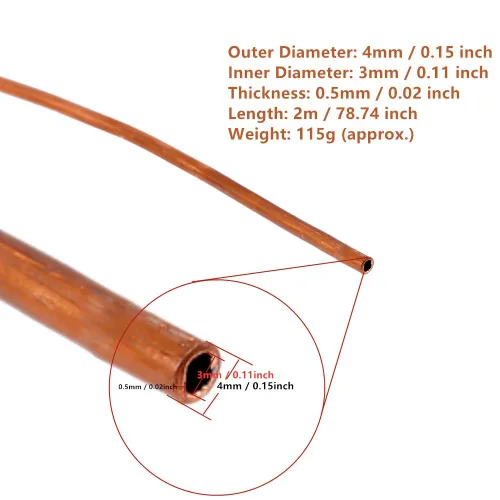 Miniatura 2 de Rollo de cobre suave OD 13.1 ft m x ID 9.8 ft m del tubo del tubo de los 2M para la fontanería de la refrigeración