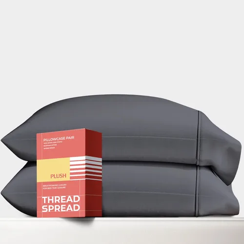 Miniatura 24 de Thread Spread Fundas de Almohada de Algodón Egipcio 100% Tamaño Estándar/Queen Juego de 2 - Fundas de Almohada Beige Satén de Lujo con Cuenta