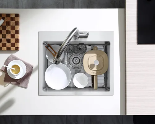 Miniatura 8 de Fregadero de cocina de 20 pulgadas cepillado de acero inoxidable 304 para fregadero de cocina con rejilla, montaje en la parte superior, 20 pulgadas