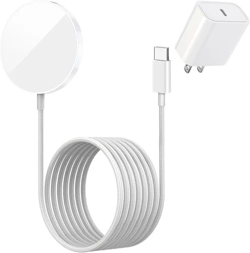 Cargador inalámbrico magnético de 25 W para iPhone 17 y 16 de carga rápida [certificado Apple MFi] Carga magnética de 6 pies, adaptador USB-C de 35