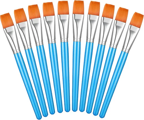 Zonon 10 pinceles de pintura de cabeza plana de 1 pulgada, pinceles de pintura acrílica de acuarela a granel, pinceles de nailon sintético, pincel