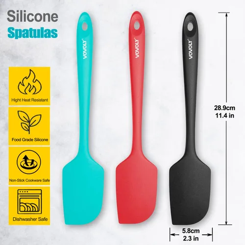 Miniatura 2 de Paquete de 3 espátulas grandes de silicona para cocina, espátulas de goma resistentes al calor de 600 °F para hornear, cocinar, raspar y mezclar