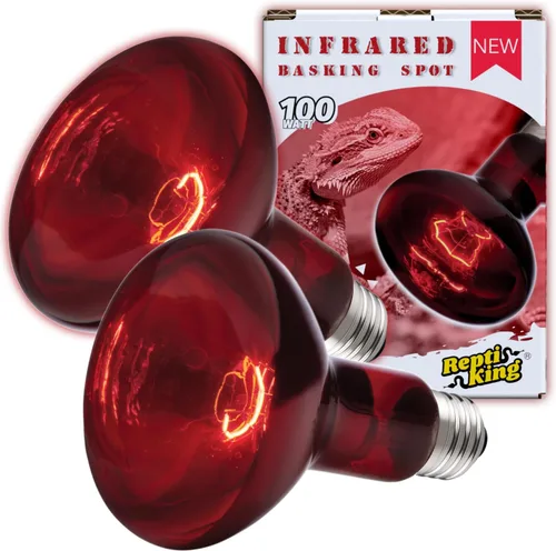 Bombilla roja para reptiles, paquete de 2 focos infrarrojos mejorados de 100 W, luz de calefacción nocturna de reptiles, bombilla de calor rojo para