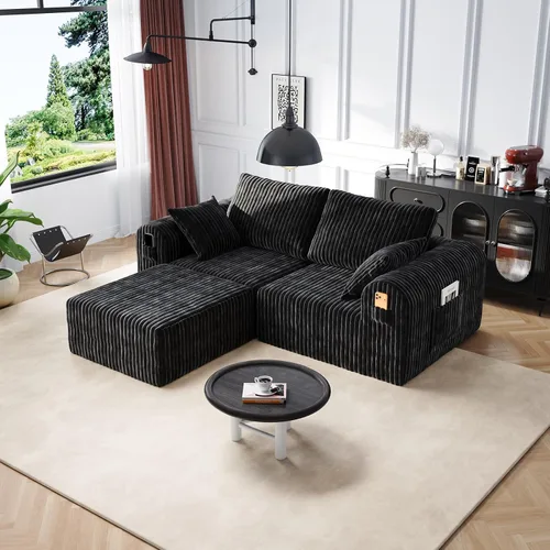 Miniatura 12 de Sofás modulares de pana otomana de 28.74 pulgadas para sala de estar, taburetes de sofá sin hueso, no requiere montaje, sofá profundo en una caja